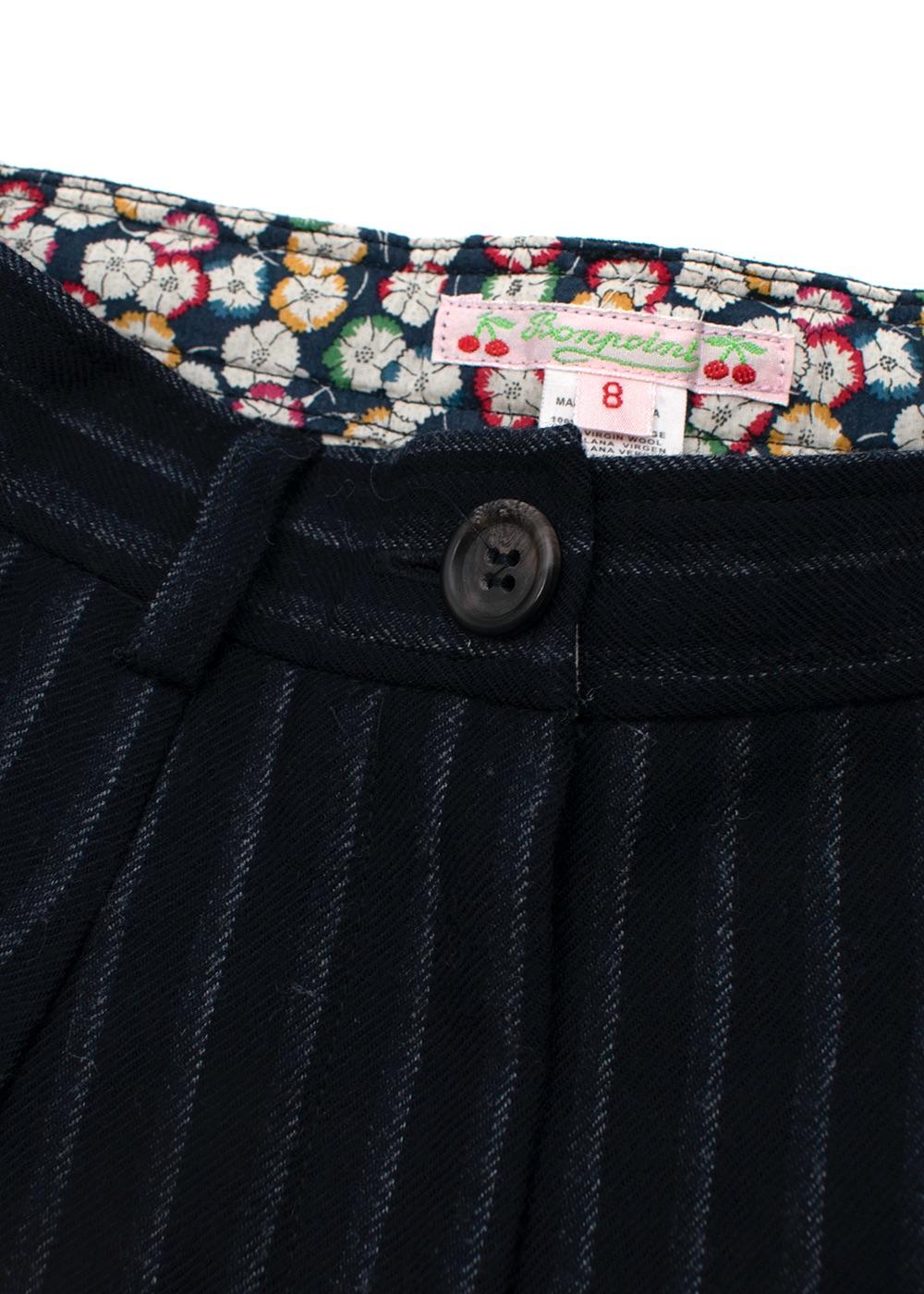 Navy Pinstripe Wool Tailored Shorts