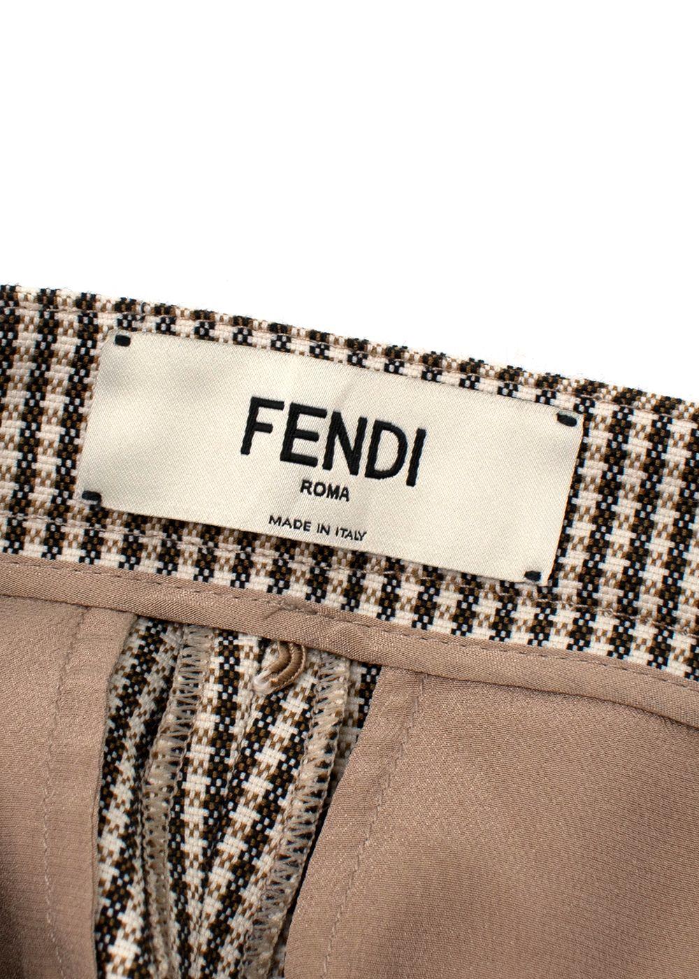 Fendi Brown Houndstooth Wool Trousers