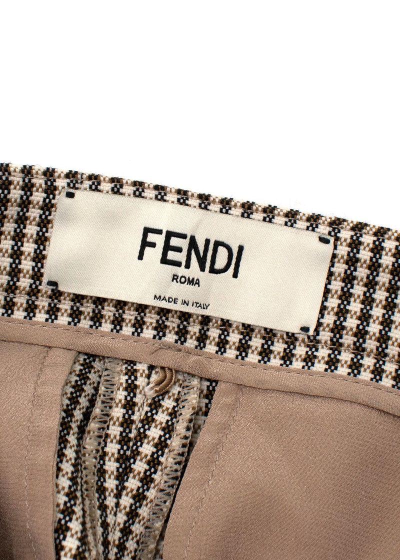 Fendi Brown Houndstooth Wool Trousers