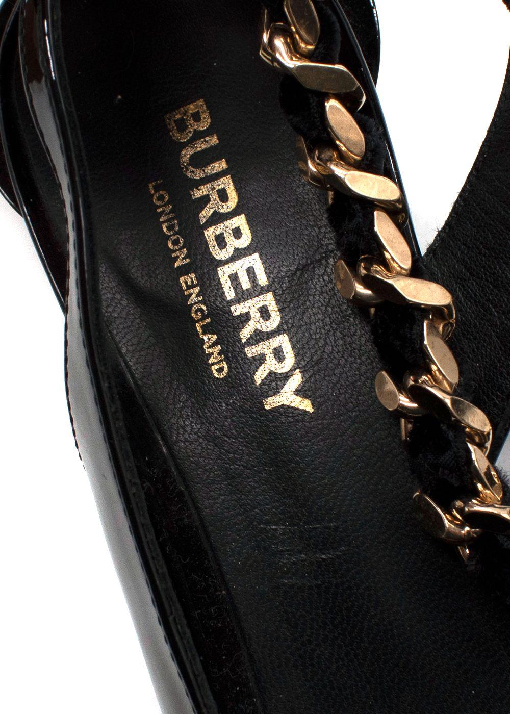 Burberry Black Patent Leather Slingback Pumps