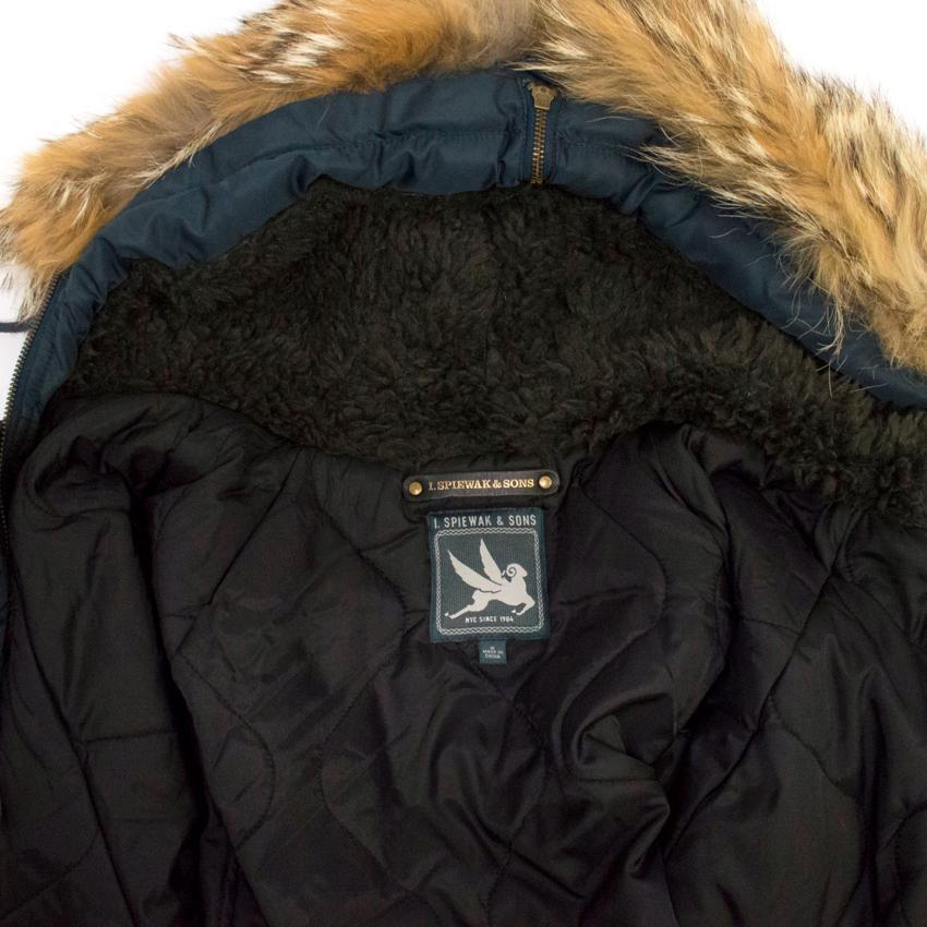 I. Spiewak & Sons Padded Navy Jacket with Coyote Fur Trim