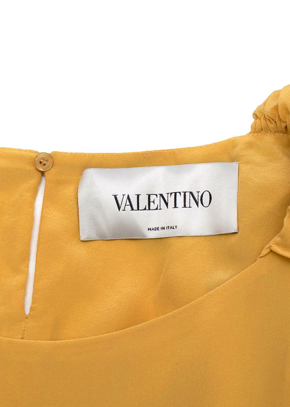 Valentino Yellow Ruched Shoulder Silk Dress