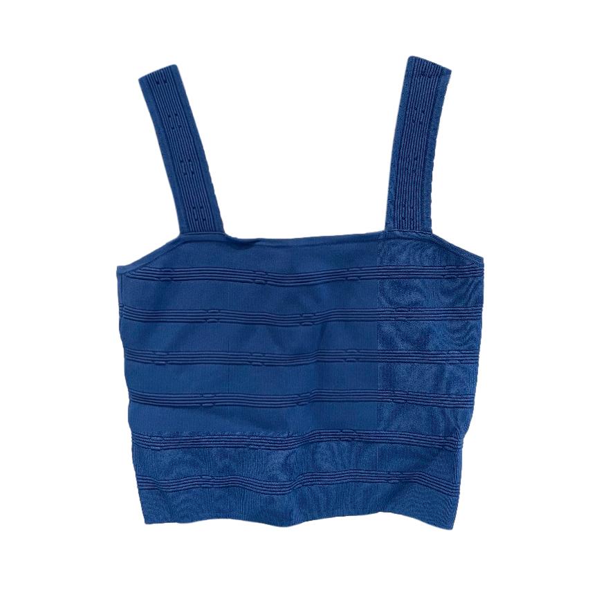 Sando Blue Stretch Fitted Crop Top