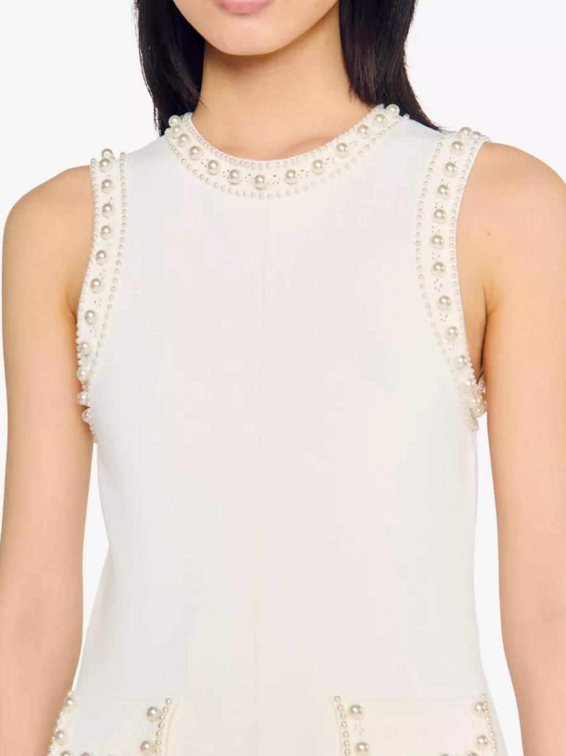 Sandro Sleeveless Embellished Knitted Midi Dress