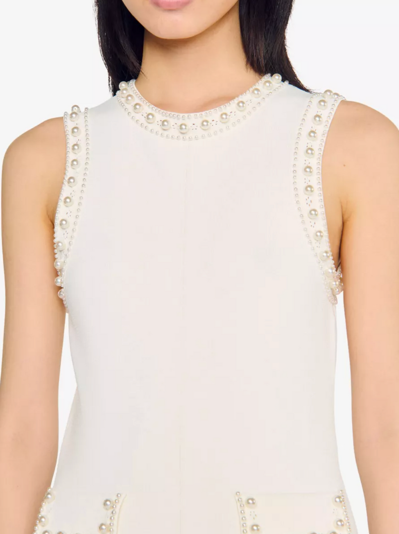 Sandro Sleeveless Embellished Knitted Midi Dress