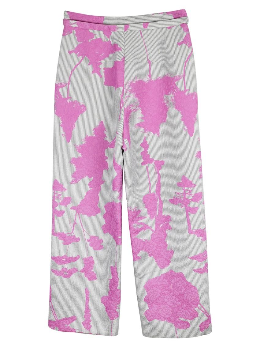 Chalayan Tree Print Wide Leg Crepe Cropped Pants