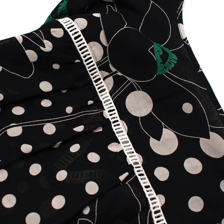 See By Chloe Black Polka Dot Linen blend Sheer Blouse