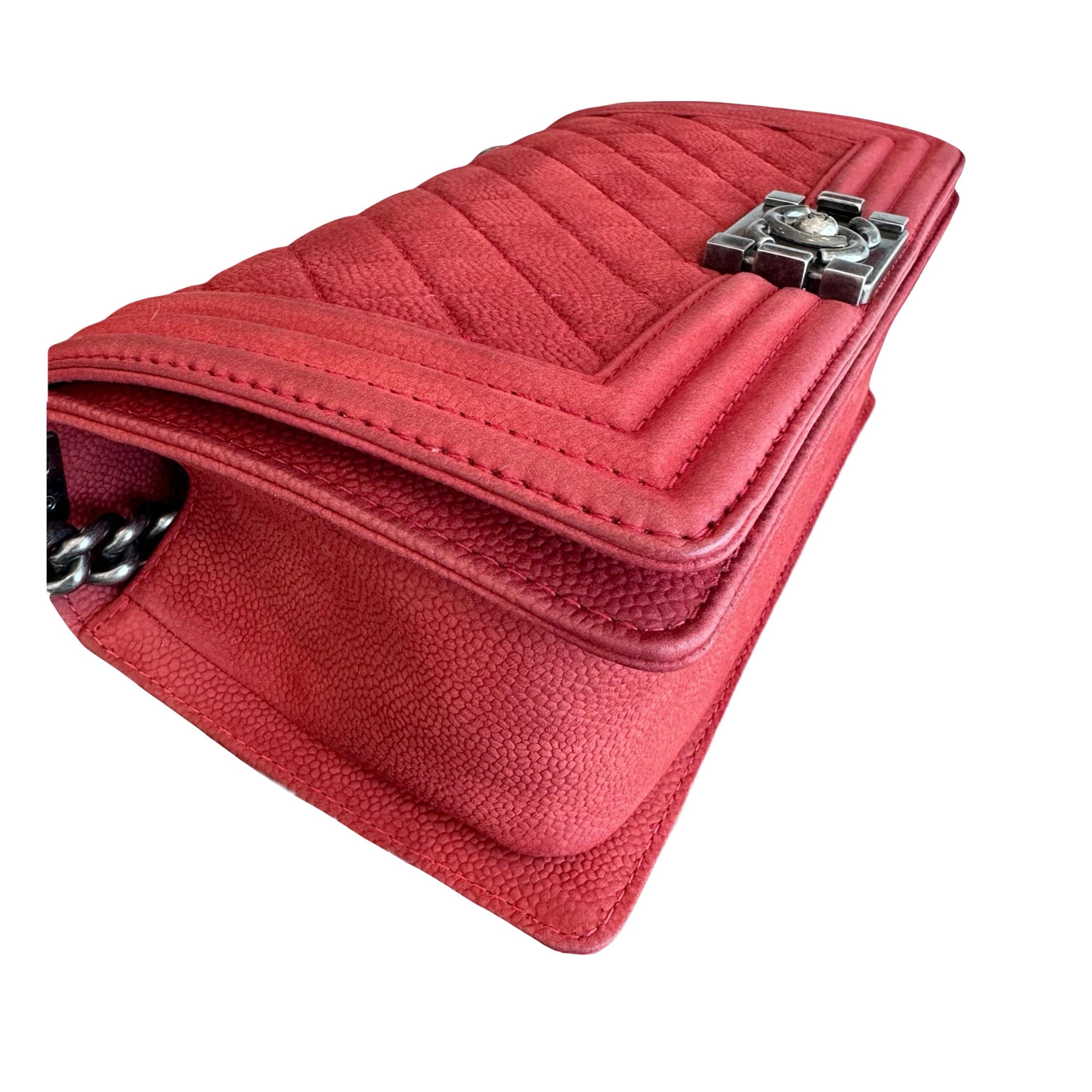 Red Calfskin Boy Bag