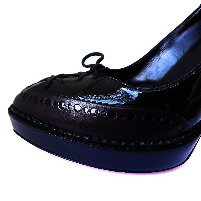 Gucci Black Riddle Leather Platform Heels