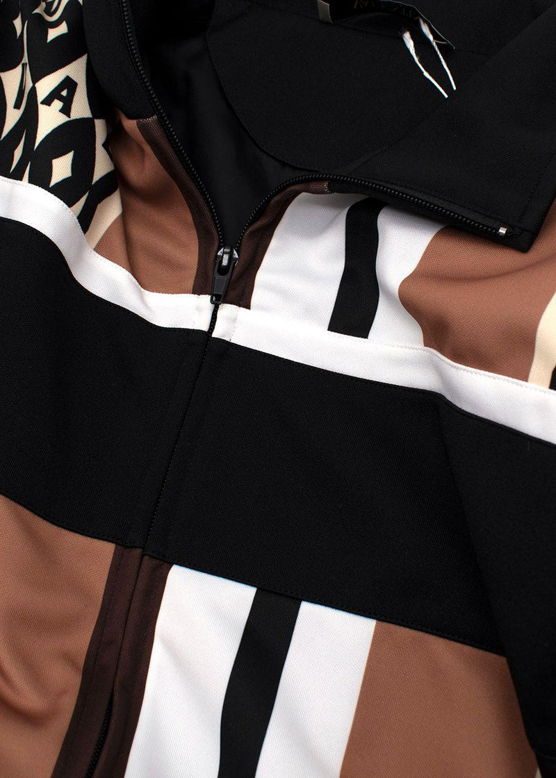 Black and Beige Zip Through Jacket