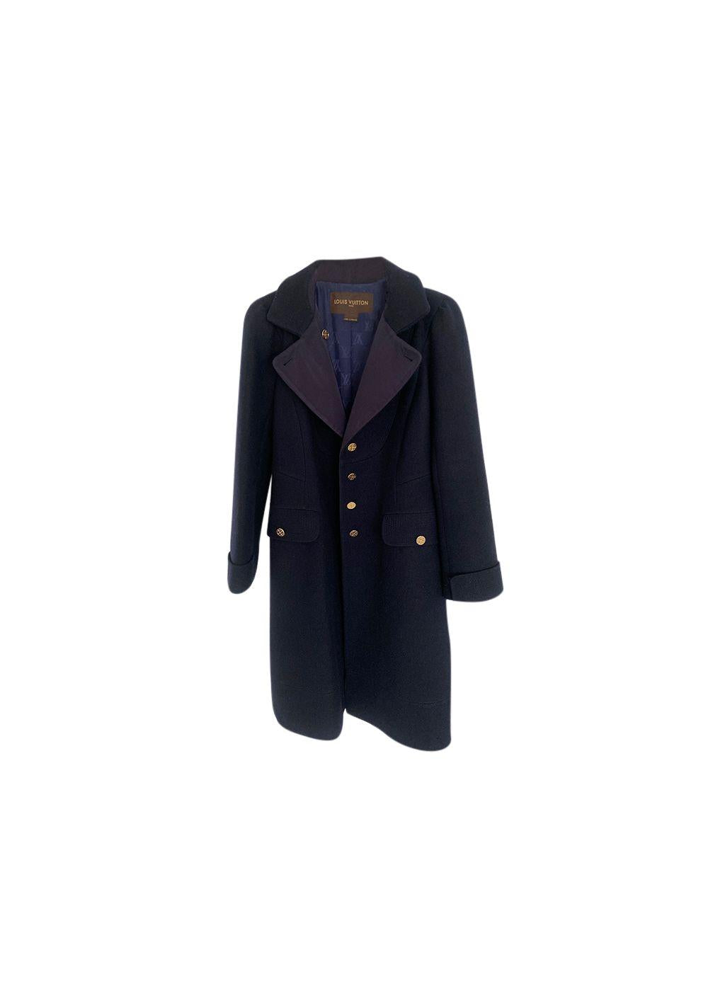 Navy Wool Tailored Coat