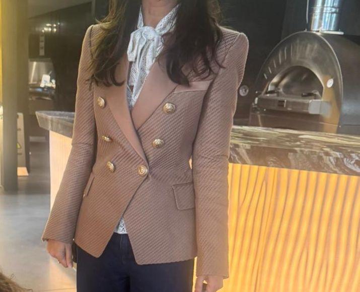 Balmain Silk/Cotton Double Breasted Blazer