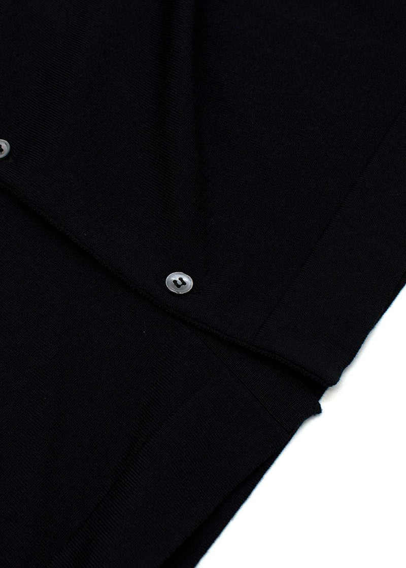 navy wool long sleeved cardigan