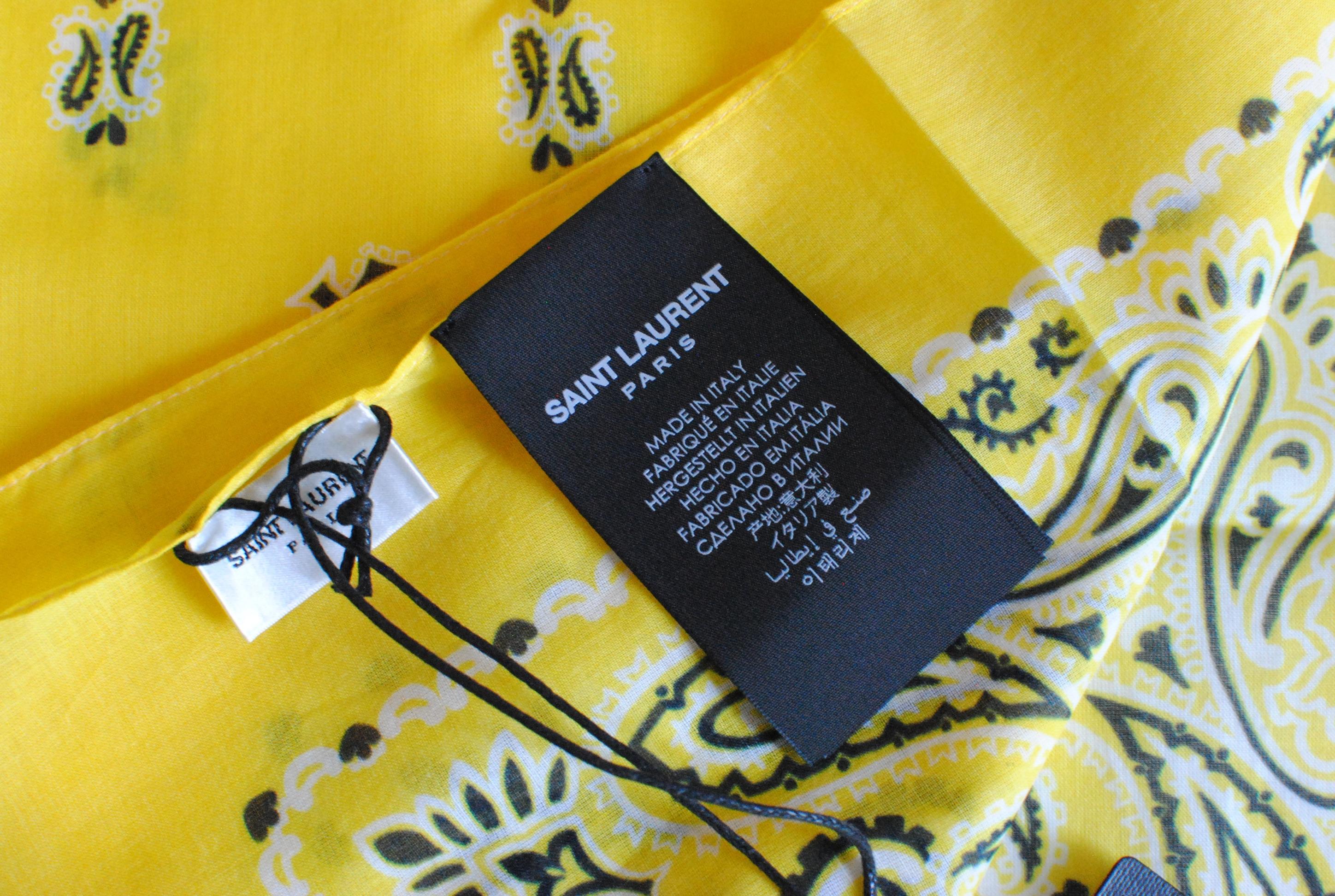 Saint Laurent Yellow Cotton Bandana Scarf