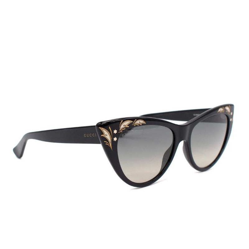 Gucci Black Cat Eye Mother of Pearl Embellished Sunglasses