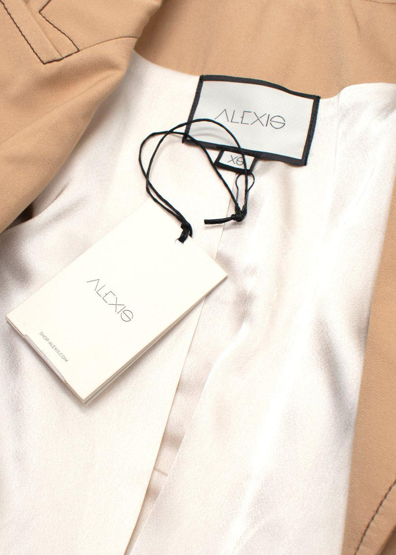 Alexis Beige Double-Breasted Belted Blazer Jacket