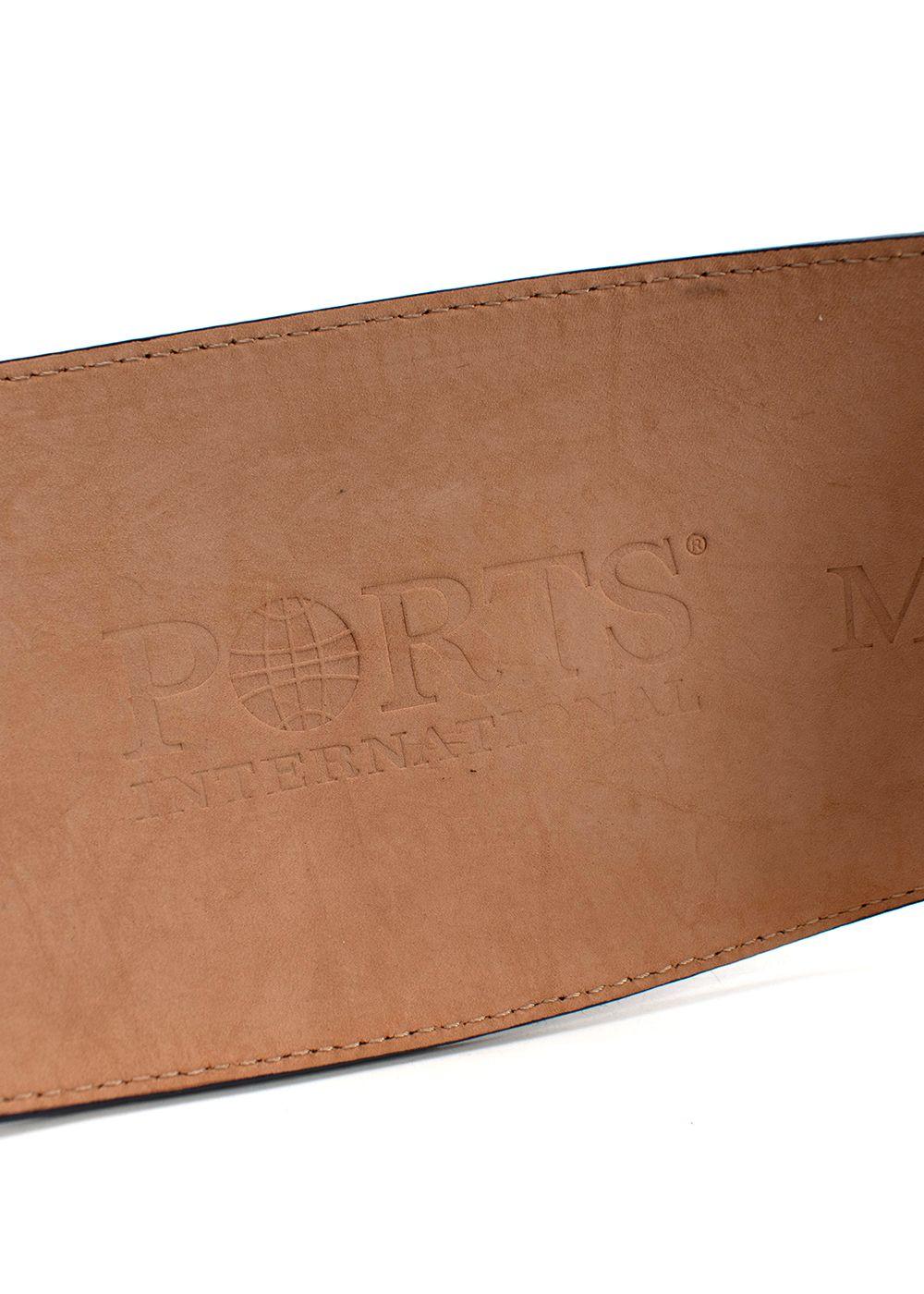 Ports Blue and Green Snakeskin Embossed Leather Waist Belt