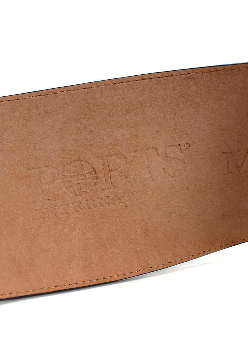 Ports Blue and Green Snakeskin Embossed Leather Waist Belt
