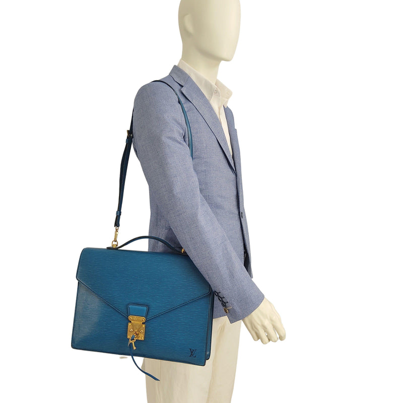 Blue Epi leather Conseiller 2Way business bag