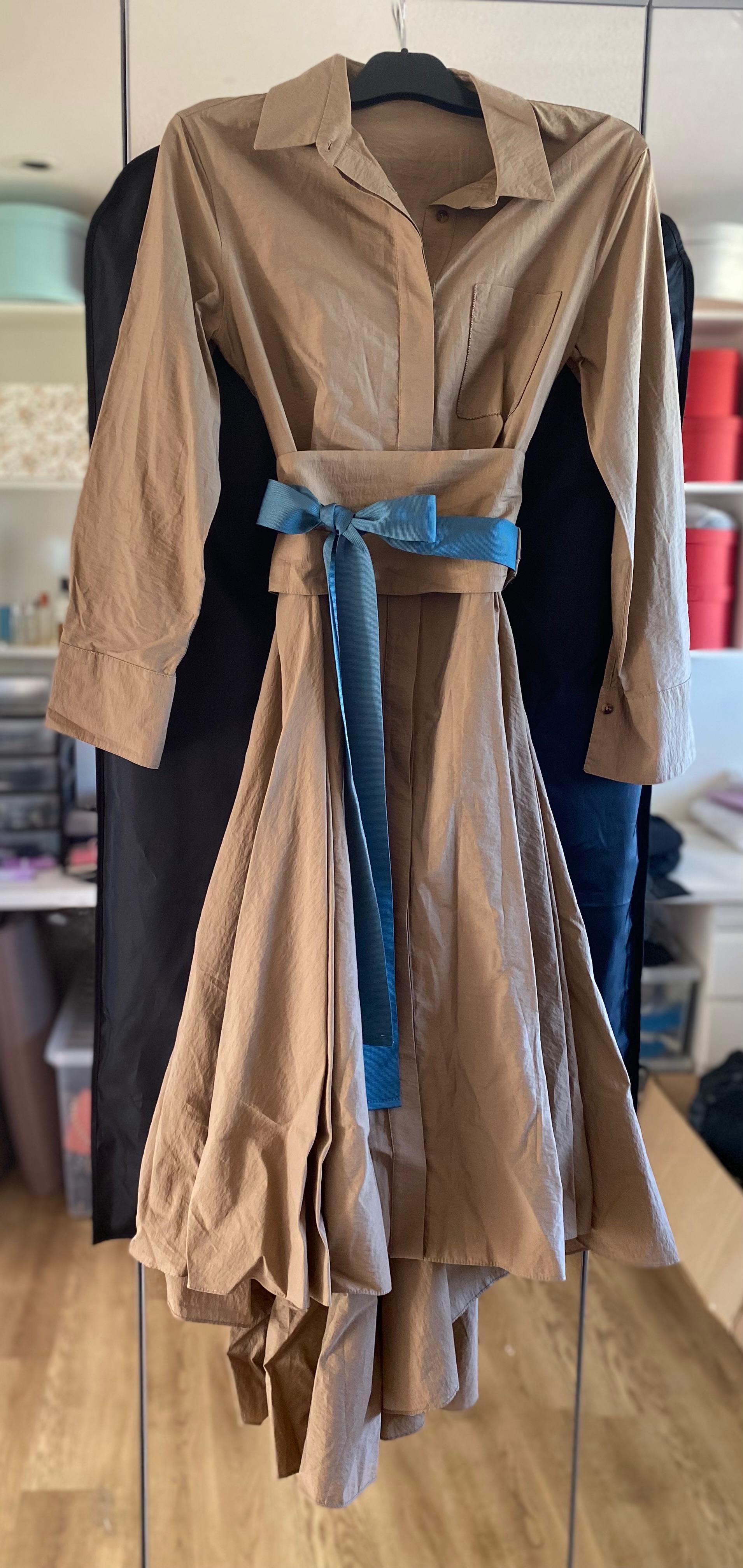 Brunello Cucinelli Tan Belted Shirt Dress