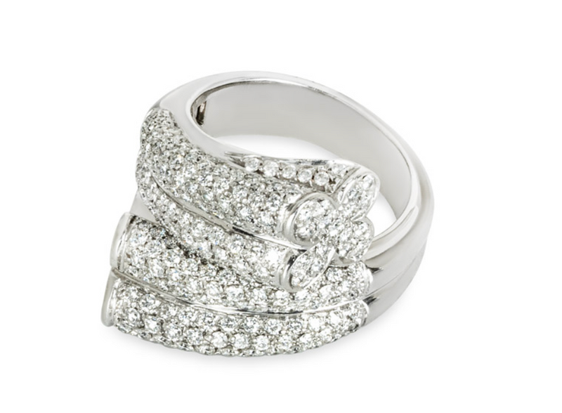 White Gold Diamond Bypass Ring 3.22ct