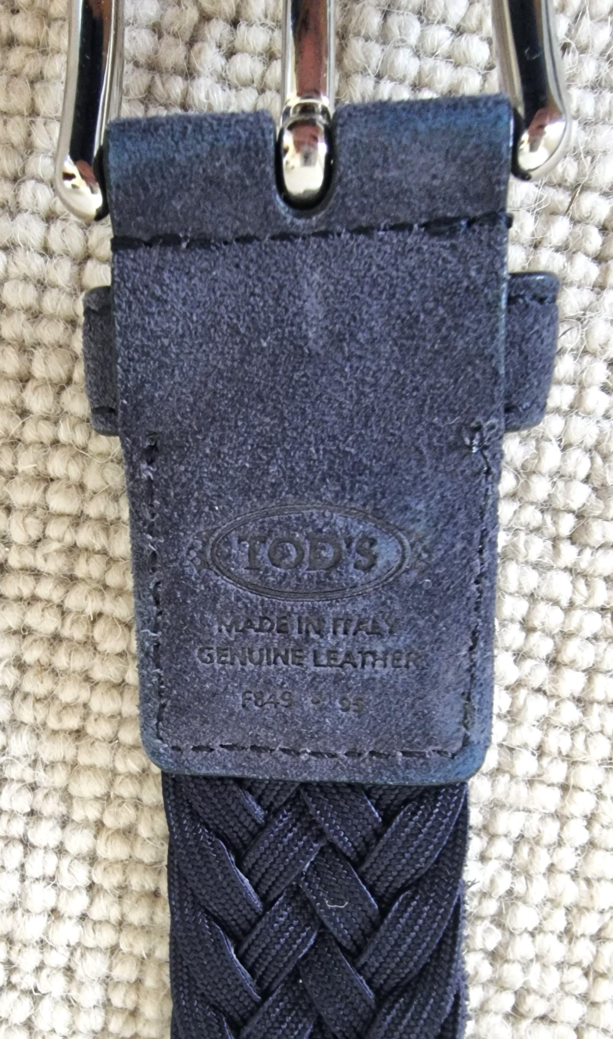 Tod's Blue Suede Plaited Belt