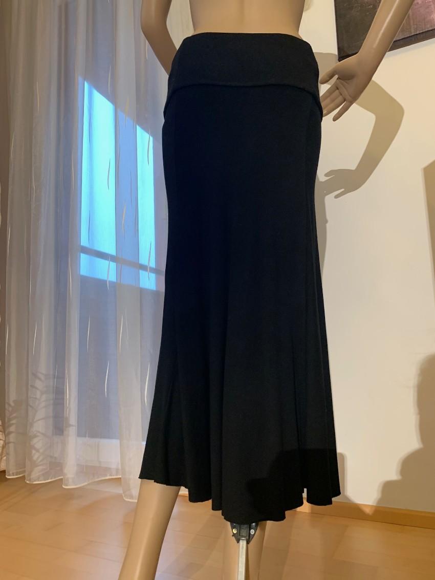 Donna Karan Black Strech Jersey MIdi Skirt