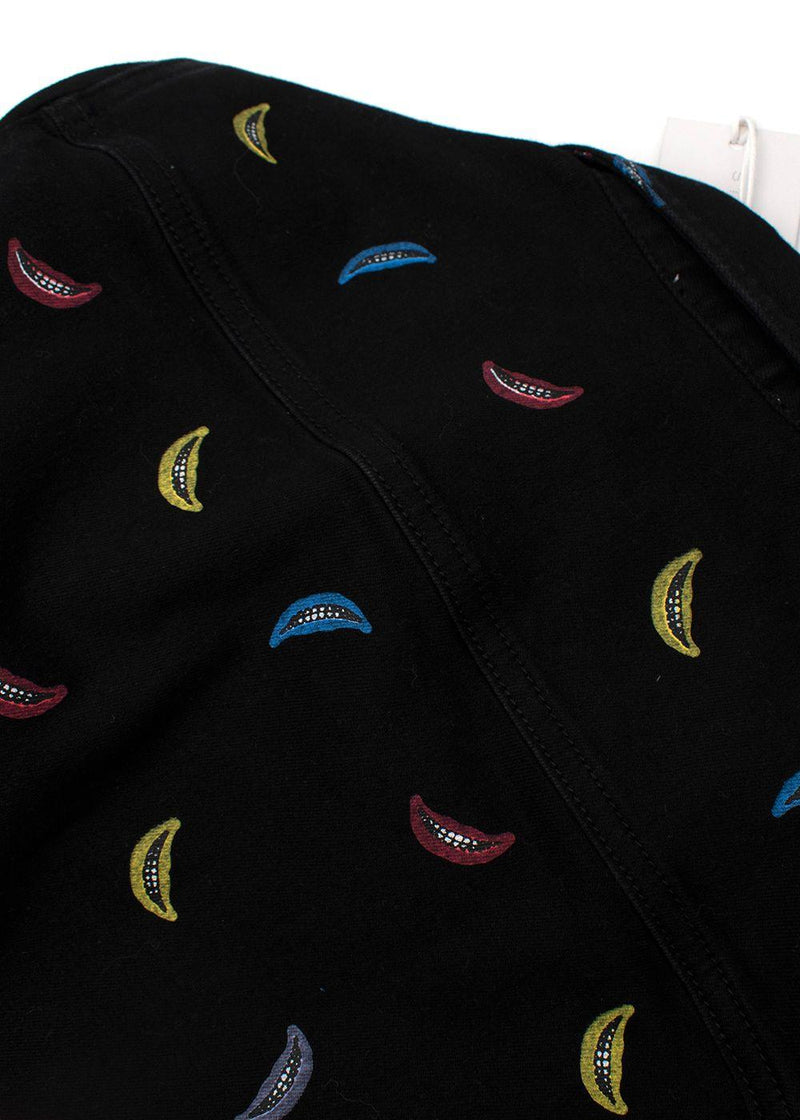 Black Banana Print Denim Shirt