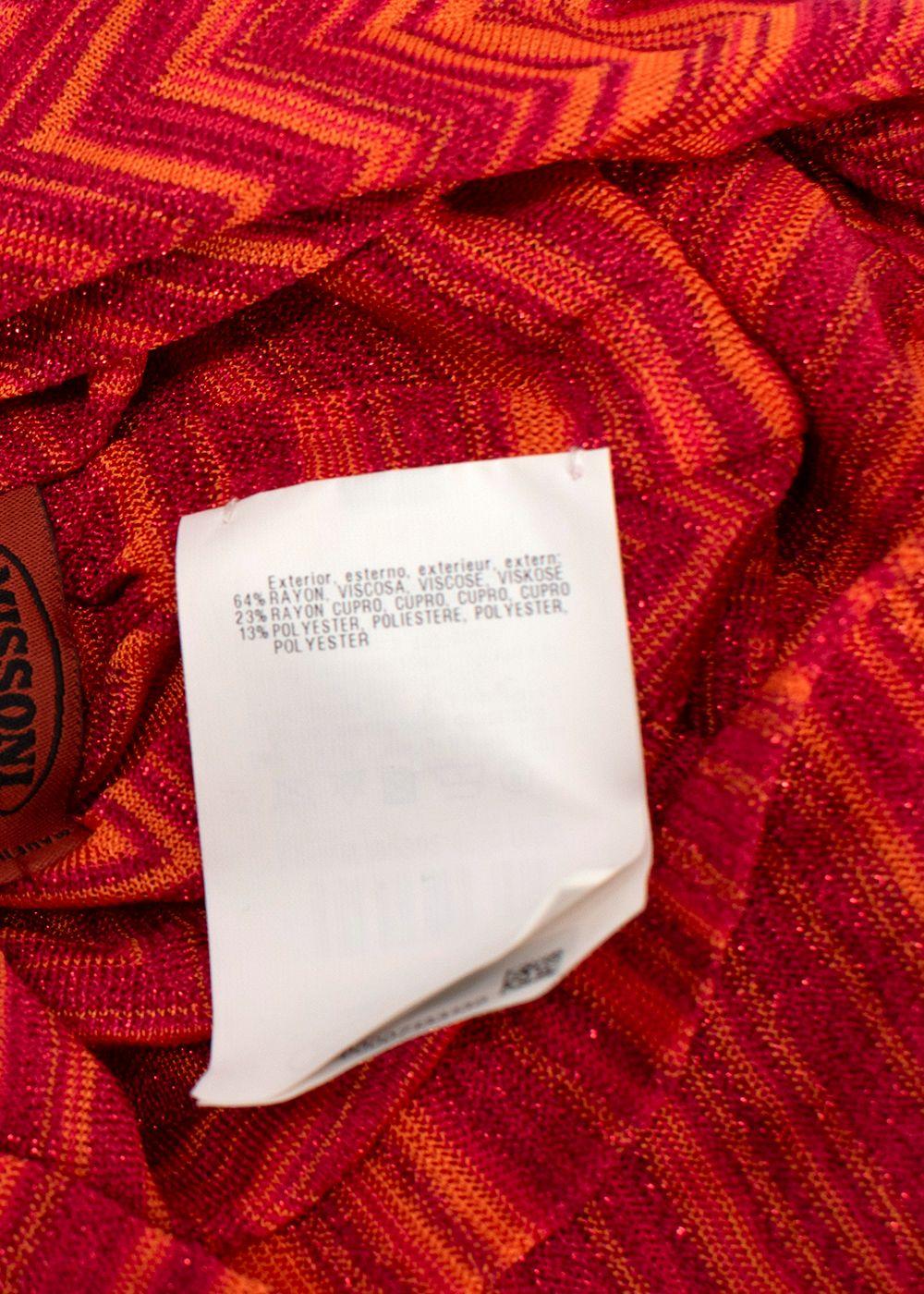 Missoni Red and Orange Glitter Knit Turban