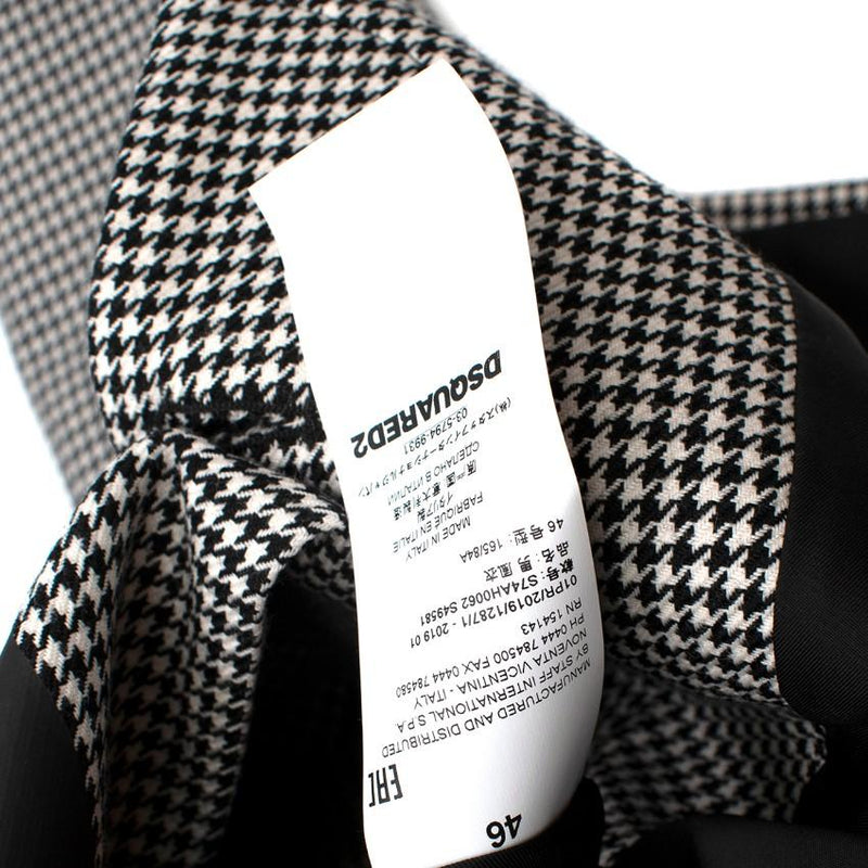 Dsquared2 Black & White Houndstooth Balmacaan Coat