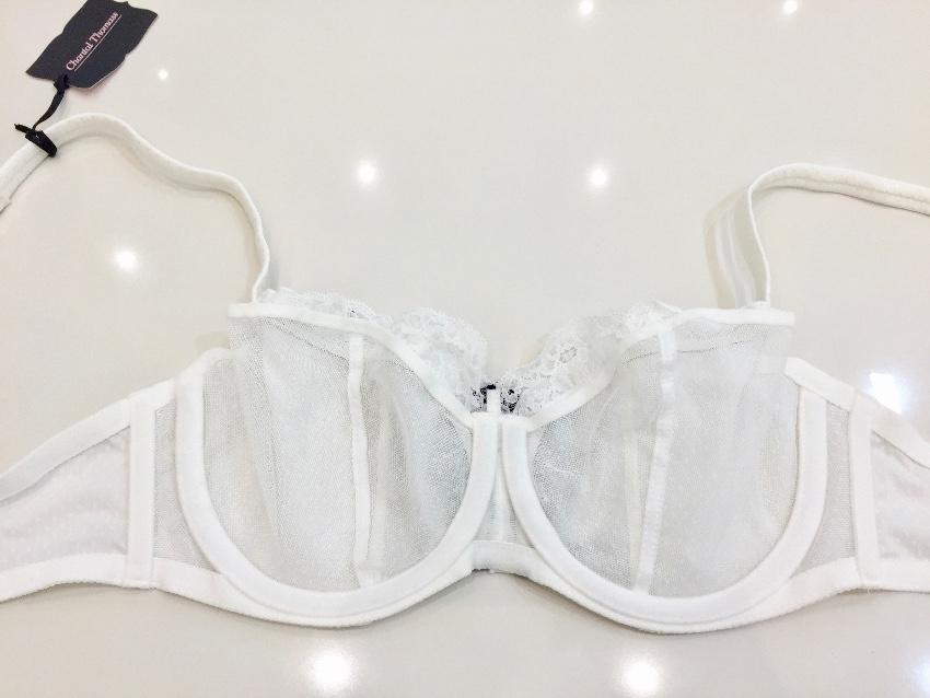 Chantal Thomass Paris Ivory Leavers Lace Half Cup Bra & Brief Set