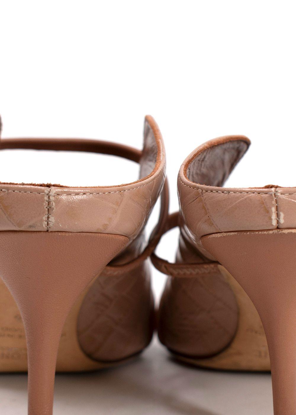 Malone Souliers Beige Croc Embossed Maureen Mules