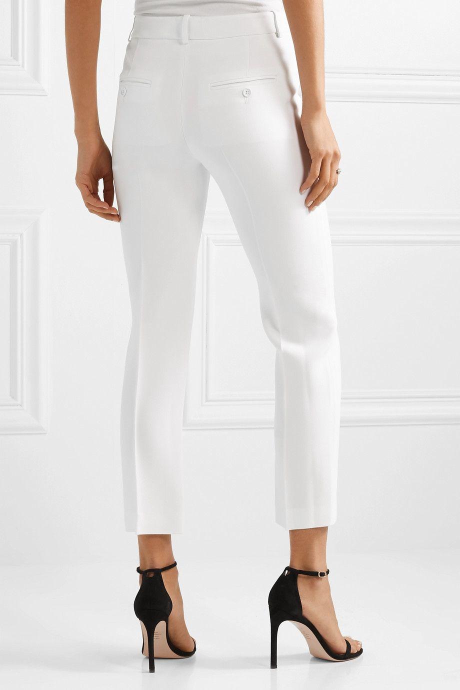 Michael Kors White Crepe Cropped Trousers
