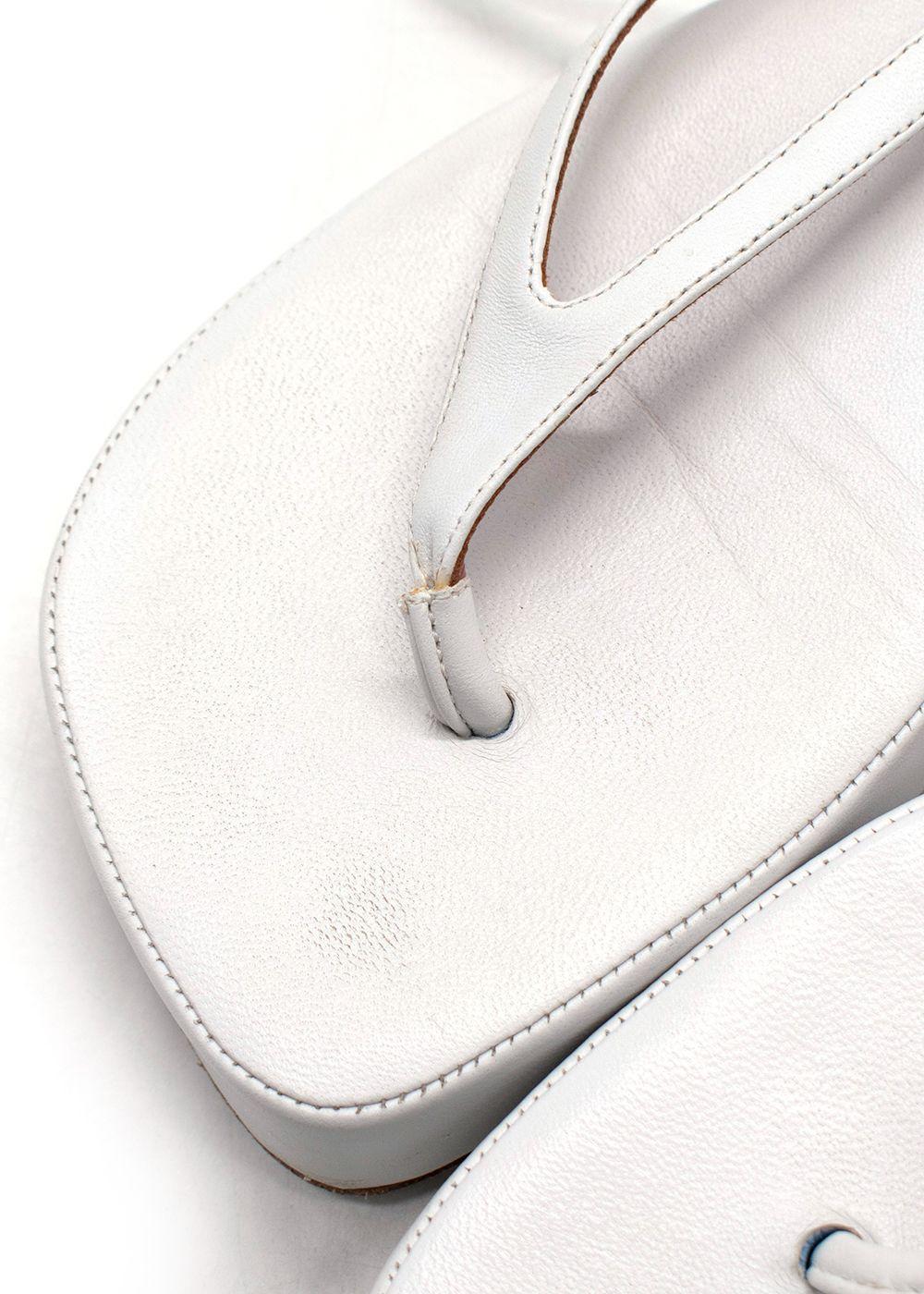 Amina Muaddi White Leather Tie Sandals