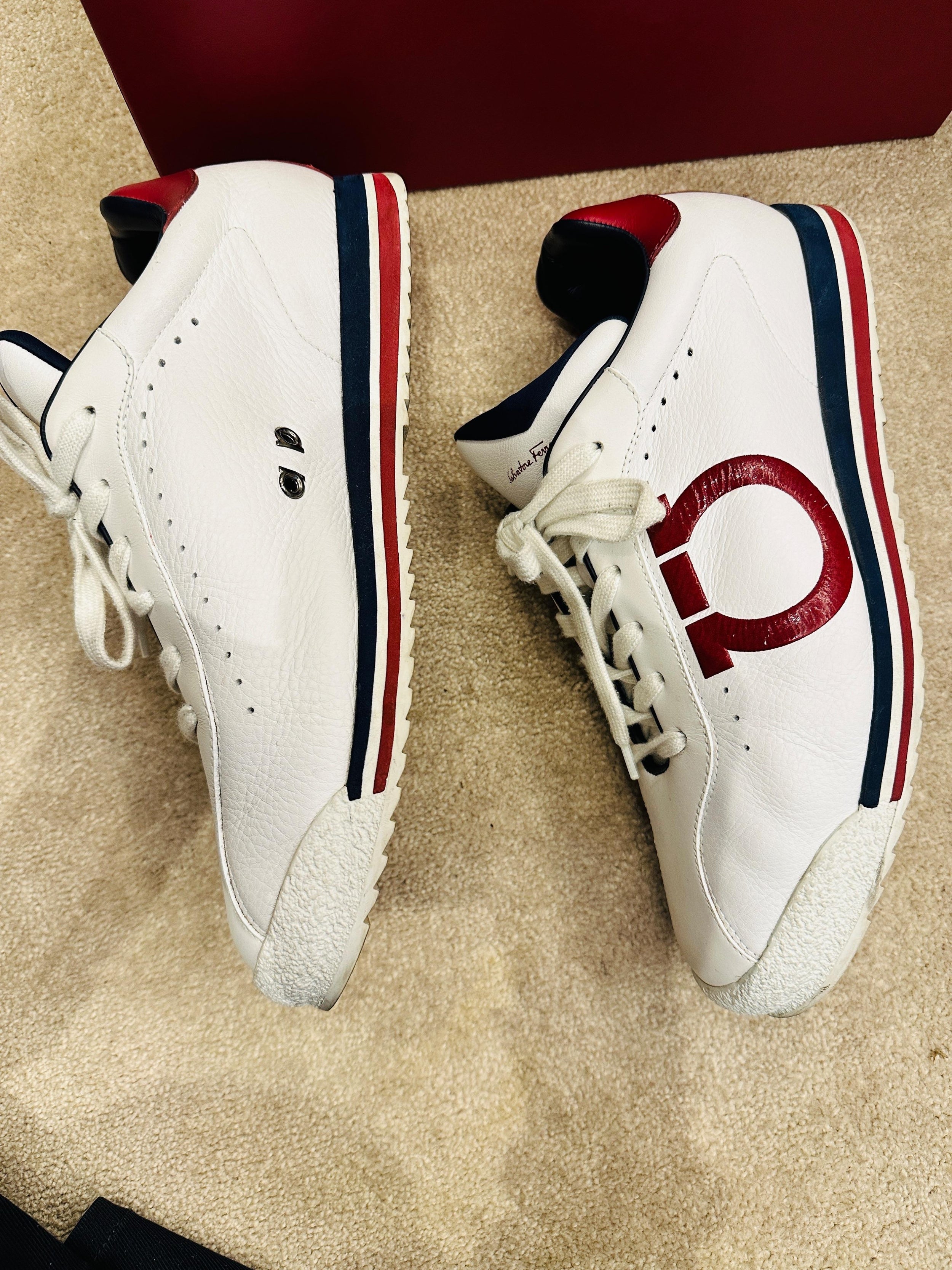 Salvatore Ferragamo White Logo Detail Trainers
