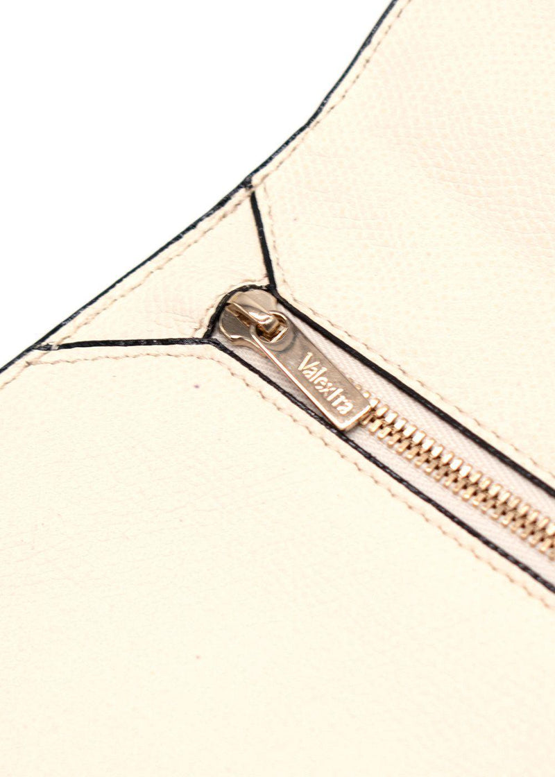 Valextra Cream Leather Envelope Clutch