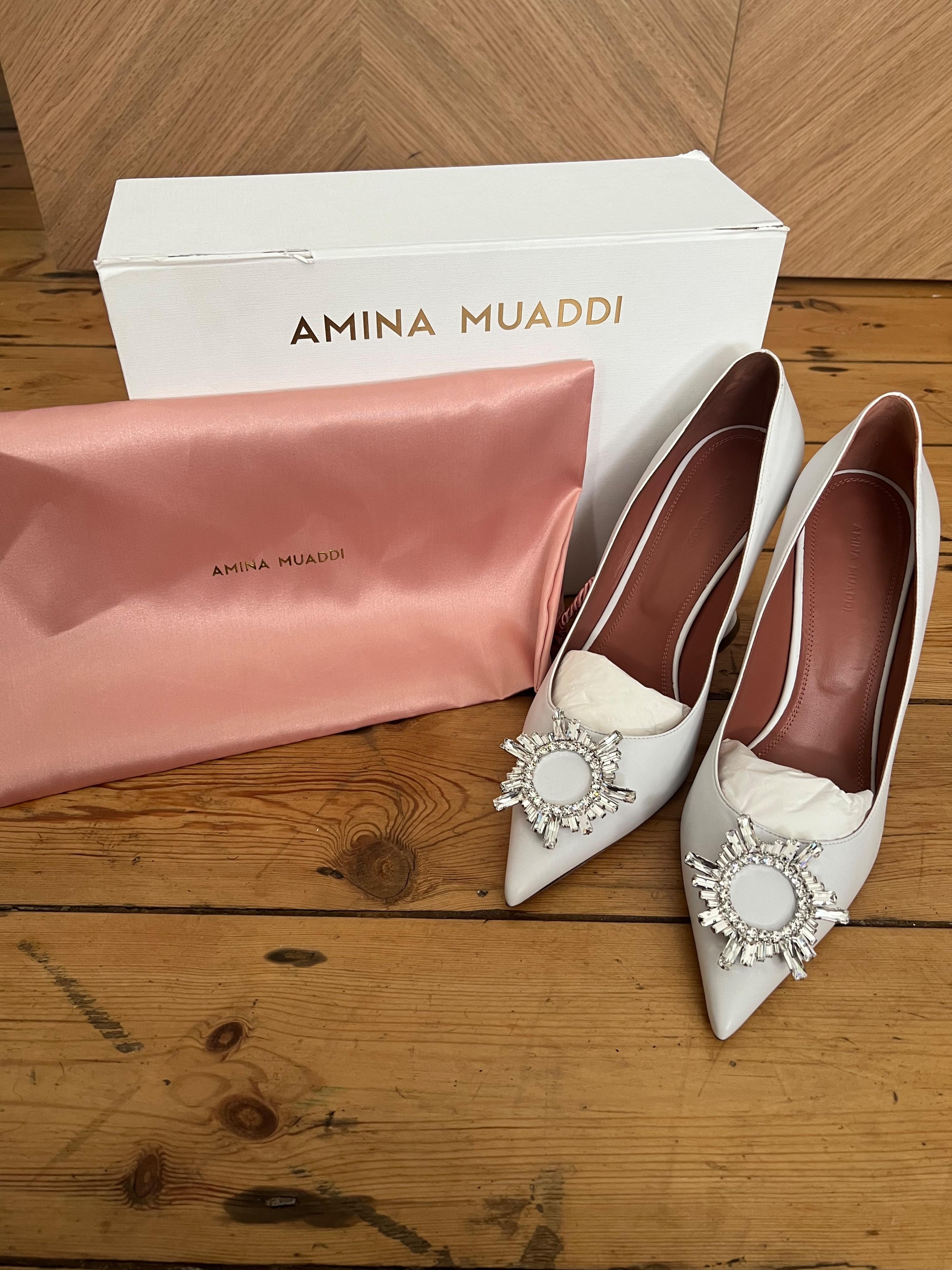 Begum White Crystal Embellished Pumps