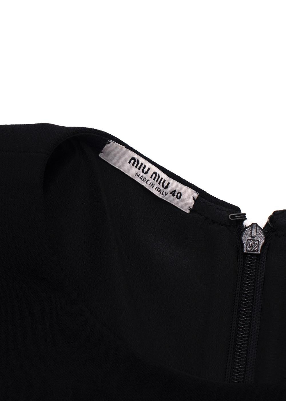 Miu Miu Black Long Sleeve Bow Detail Mini Dress