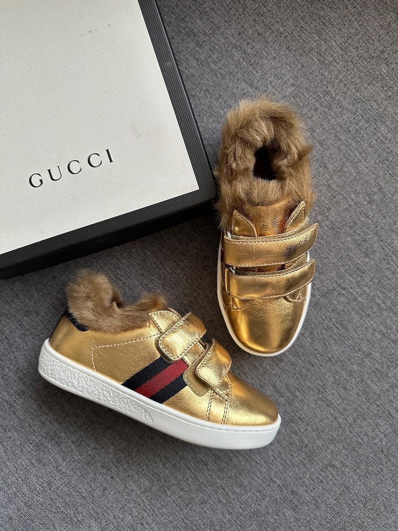 Gucci Gold Fur Lined Sneakers