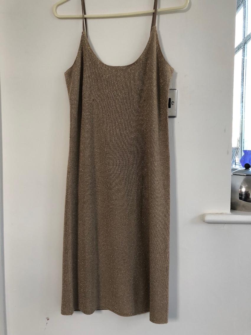 JOSEPH gold silk slip dress