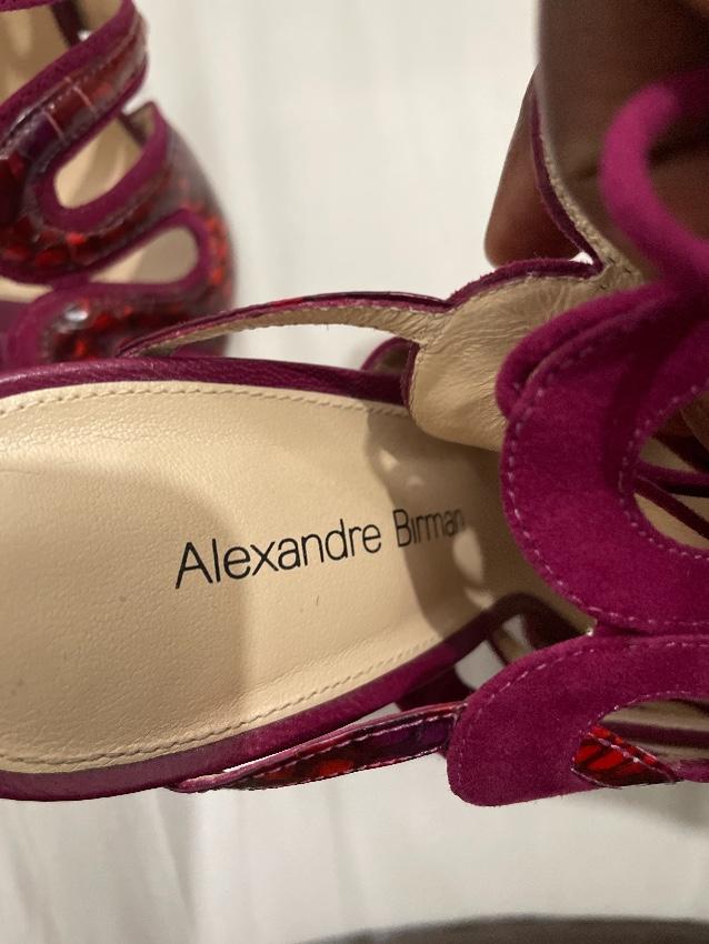 Alexandre Birman Burgundy Suede & Snakeskin Cage Sandals