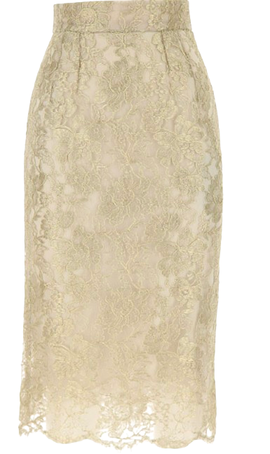 Dolce & Gabbana Gold Lace Pencil Skirt
