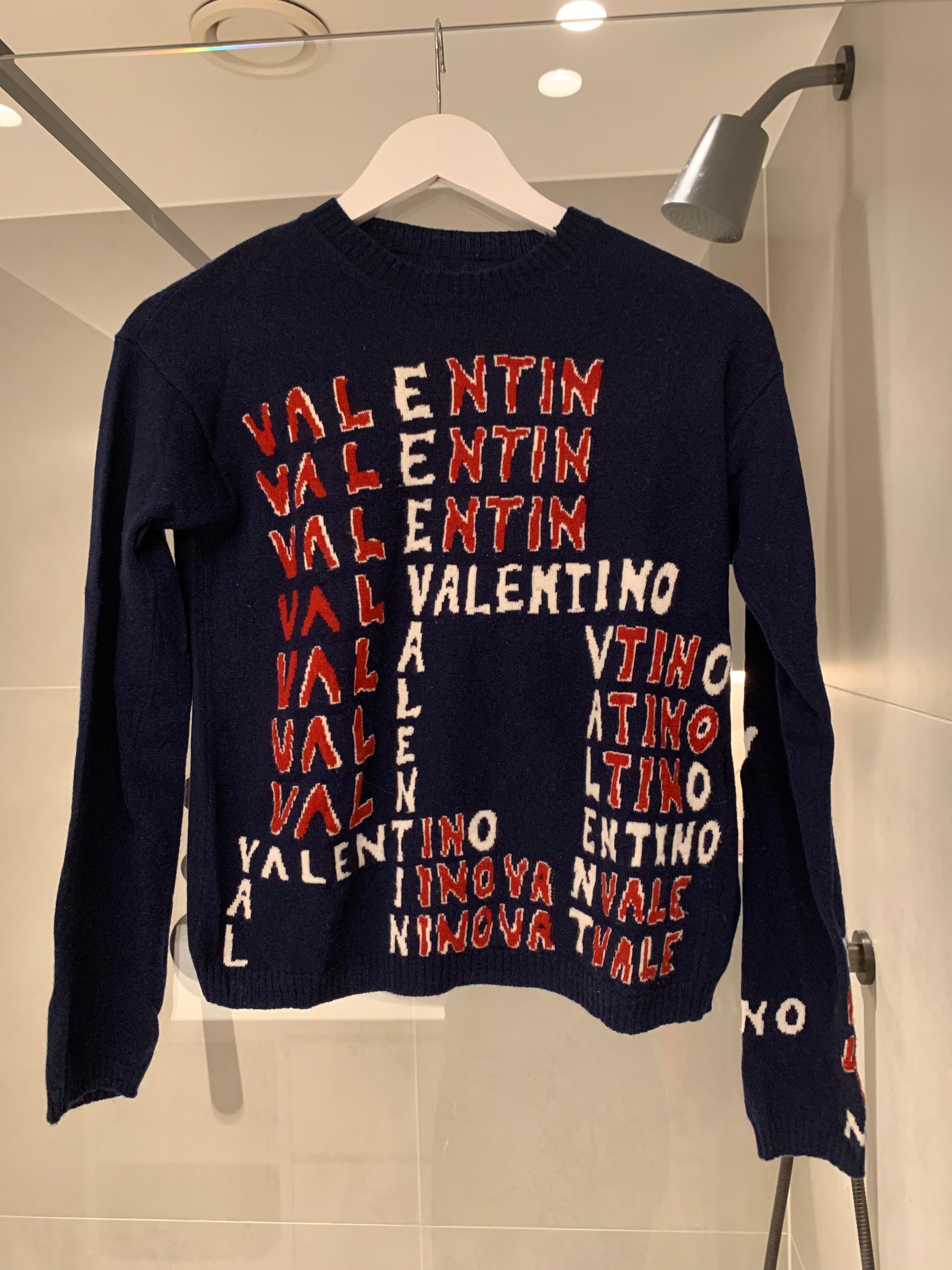 Logo Intarsia Blue Cashmere & Wool Jumper