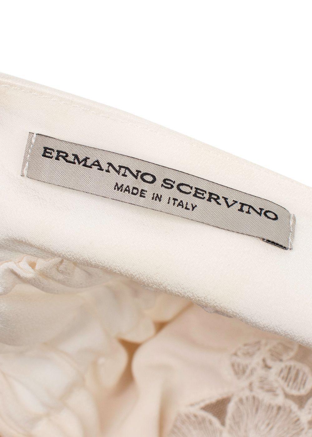 Ermanno Scervino Ivory Floral Lace Silk Cami Top