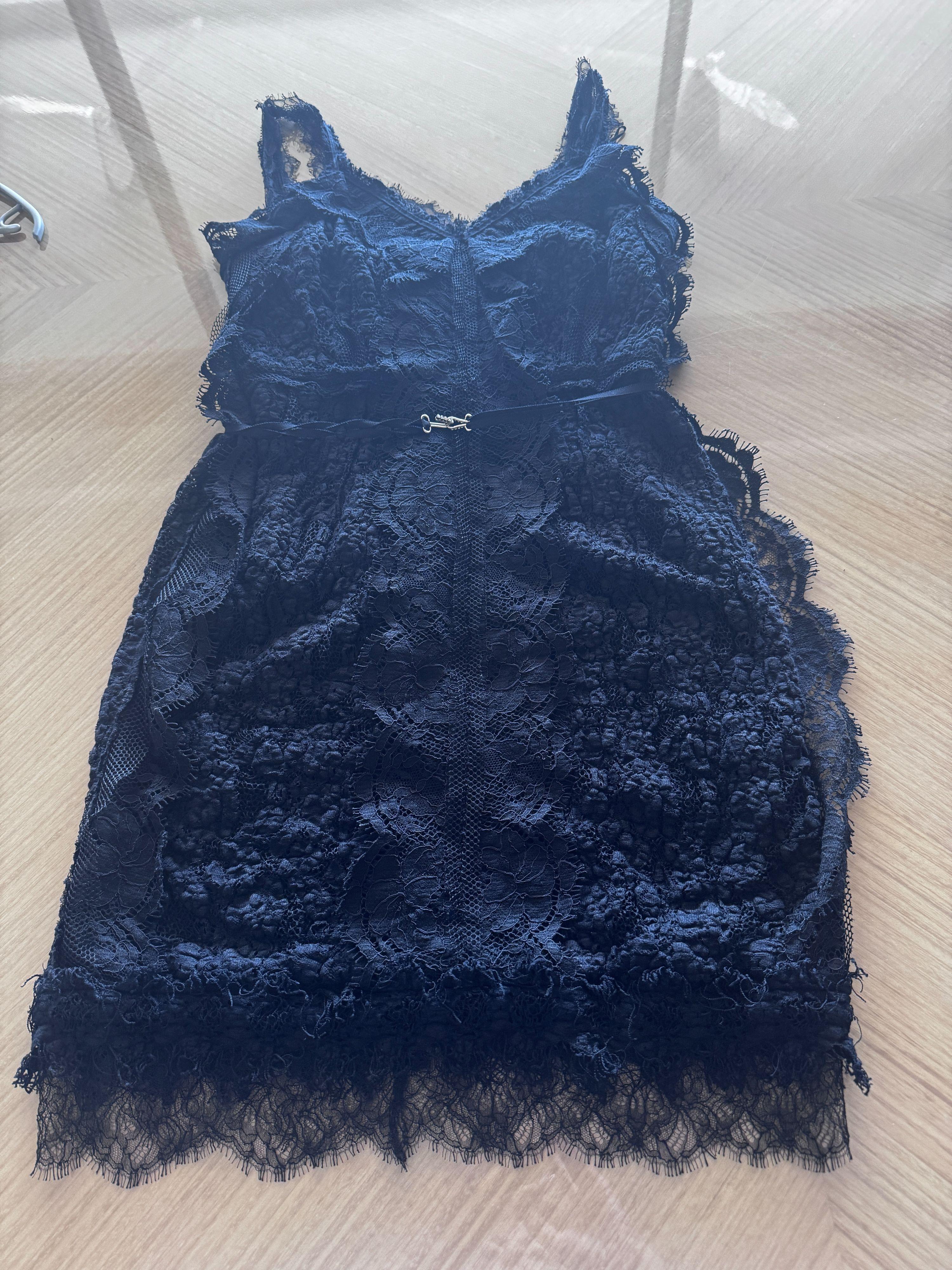 Lanvin Vintage Black Lace Cocktail Dress