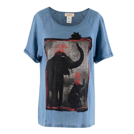 Paul & Joe Blue Elephant Print Linen Top