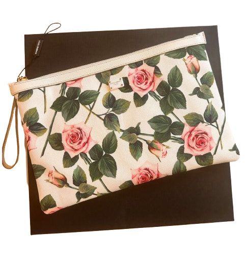 Dolce & Gabbana White Tropical Rose Pouch