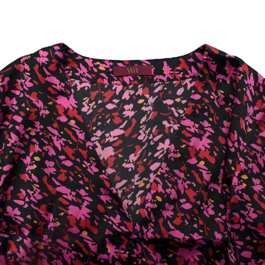 WtR Black Satin Ditzy Floral Maxi Dress