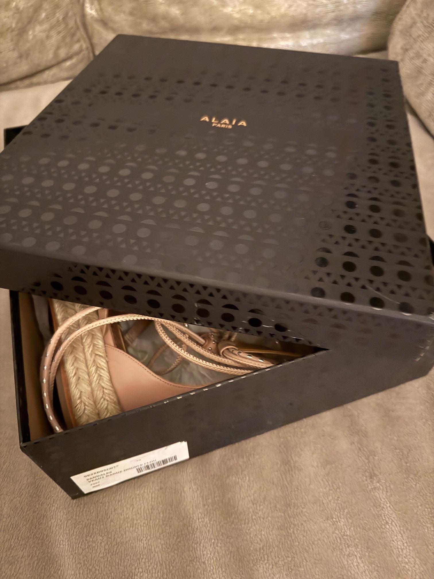 Alaia Pink Lace Up Sandals
