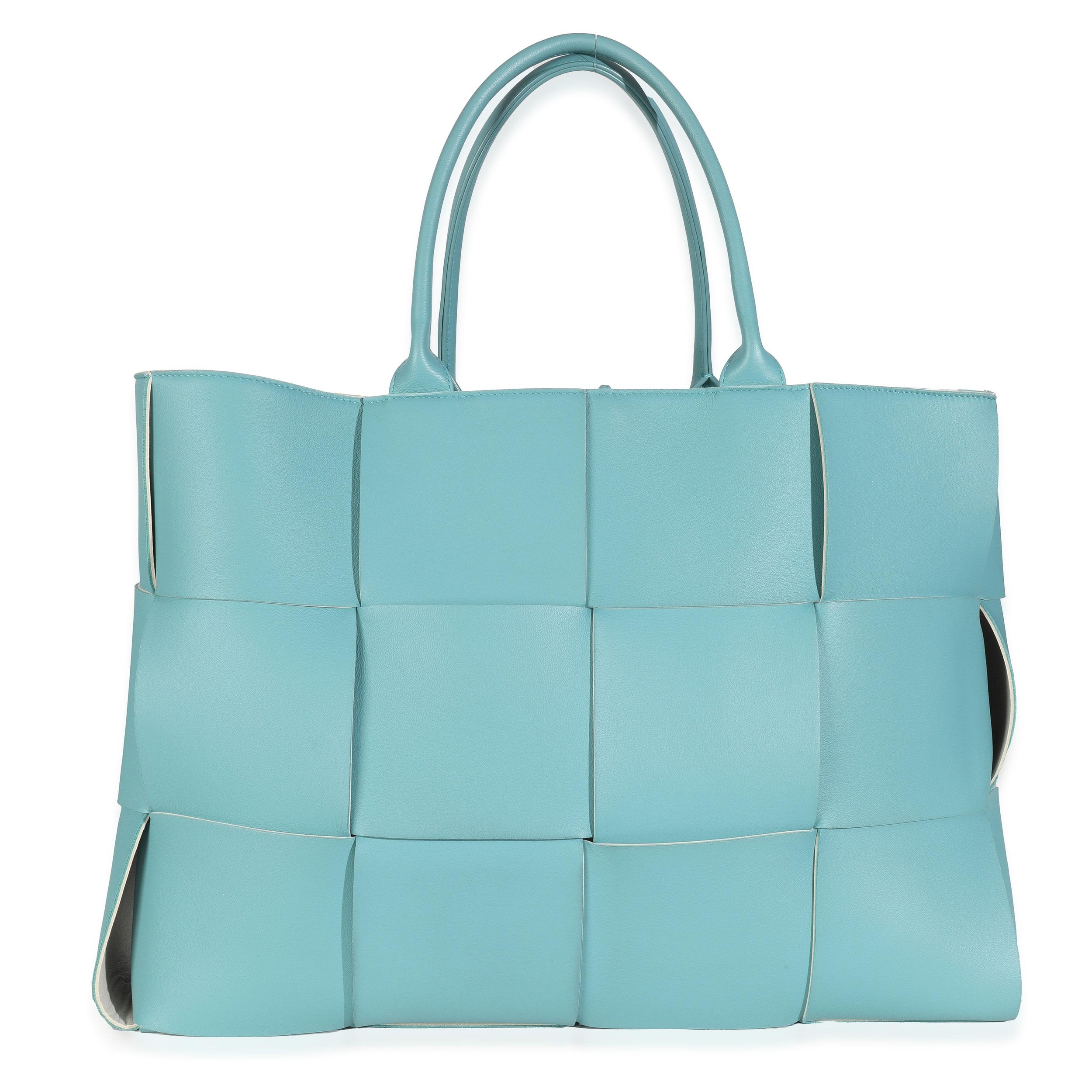 Bottega Veneta Blue Linoleum Nappa Maxi Intrecciato Large Arco Tote